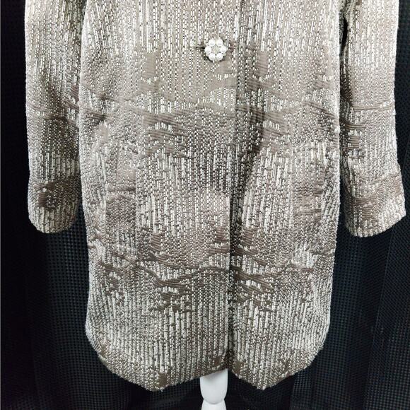 CARMEN MARC VALVO! TAUPE, CREAM, BLACK, GOLD PEARL & JEWEL BUTTON JACKET! SZ M - Picture 5 of 11